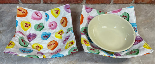 Valentine Candy Hearts Microwave Bowl Cozy