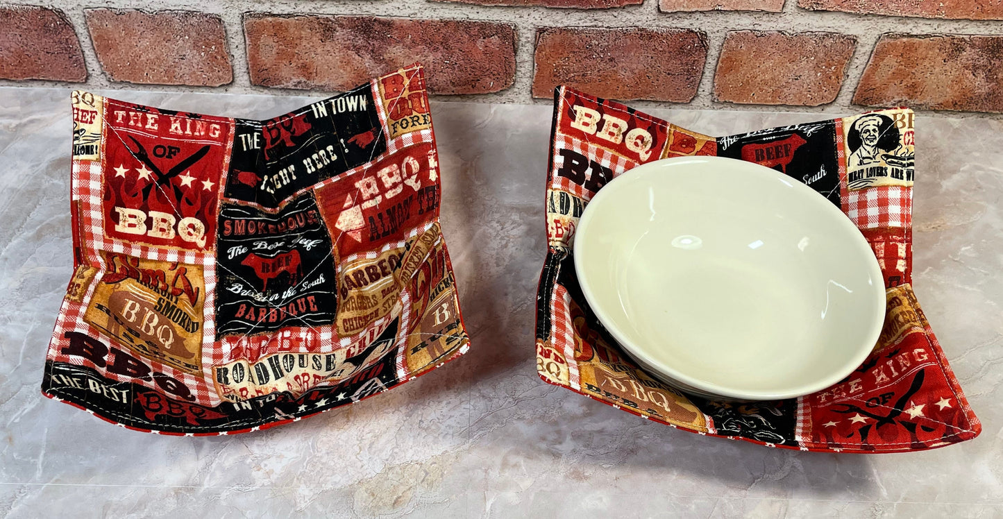 Red Beige BBQ  Microwave Bowl Cozy