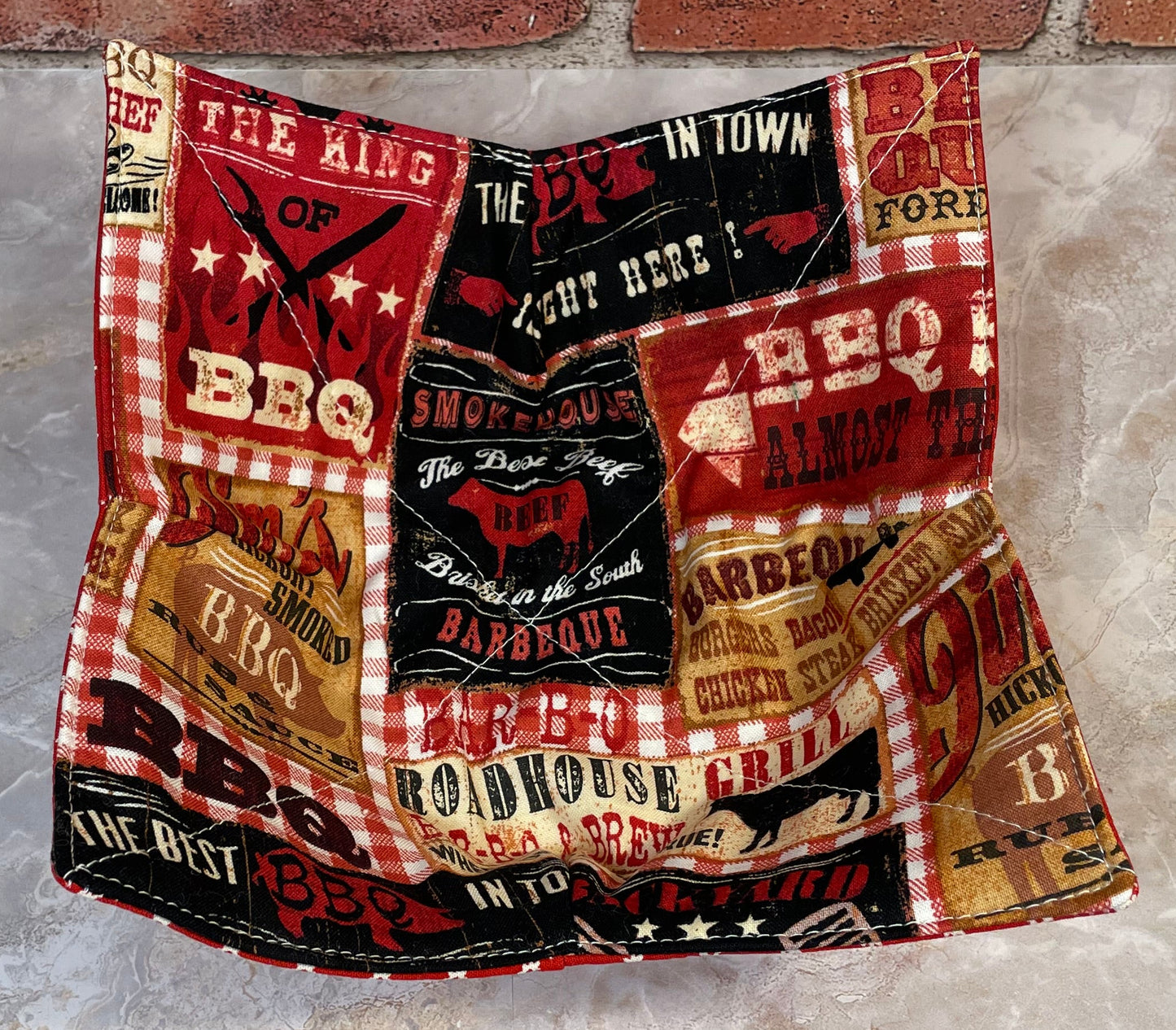 Red Beige BBQ  Microwave Bowl Cozy