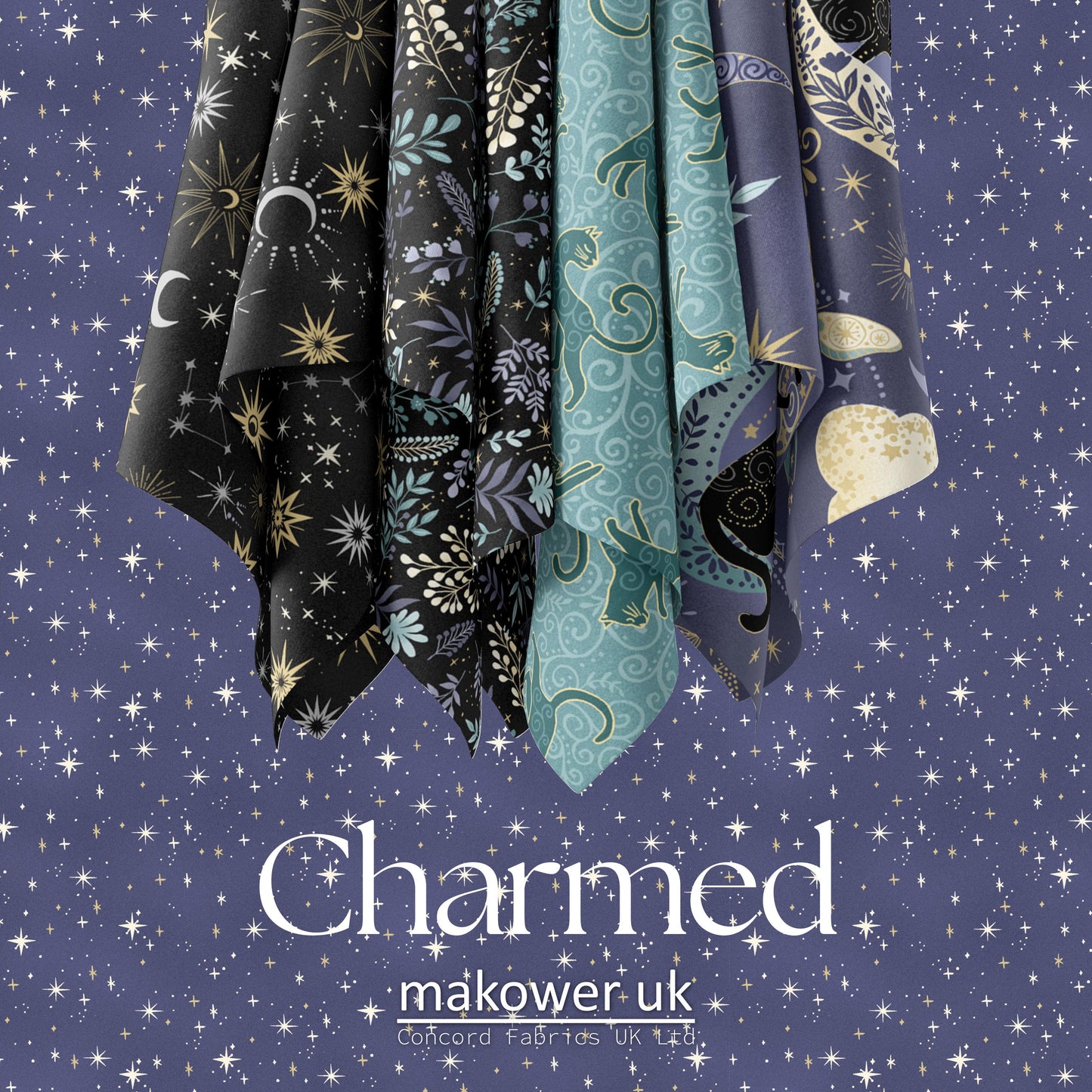 Galaxy Black Charmed by Makower UK